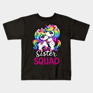 Sister Squad Big Sister Middle Sister Unicorn Squad Cute Kids T-Shirt